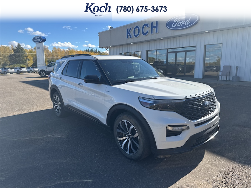 USED 2022 Ford Explorer ST-Line - Star White Tri-coat Metallic Exterior - $37,995 - Stock #A26150A - VIN 1FMSK8KH3NGB93212 - Photo 1