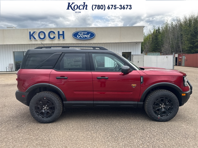 NEW 2025 Ford Bronco Sport Badlands - Ruby Red Tri-coat Metallic Exterior / DARK SPACE GREY LEATHER Interior - $54,160 - Stock #A25287 - VIN 3FMCR9DA6SRF73963