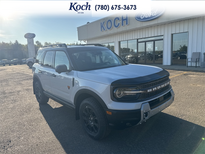 NEW 2026 Ford Bronco Sport Badlands - Space White Metallic Exterior / DARK SPACE GREY, ACTIVEX TRIMMED HTD FR SPORT CONTOUR BUCKET SEA Interior - $47,470 - Stock #A26257 - VIN 3FMCR9DA8TRE86406