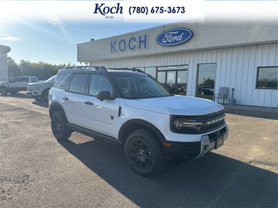 NEW 2026 Ford Bronco Sport Badlands - Oxford White Exterior / DARK SPACE GREY, LEATHER-TRIMMED FRONT SPORT CONTOUR BUCKET SEAT Interior - $50,430 - Stock #A26244 - VIN 3FMCR9DA7TRF11618