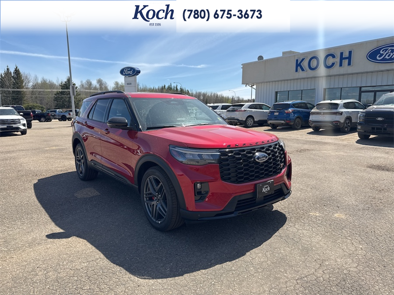 NEW 2026 Ford Explorer ST - Black Sport Cloth Exterior / KAPOOR RED Interior - $75,280 - Stock #A26165 - VIN 1FMWK8GC7TGB34546 - Photo 1