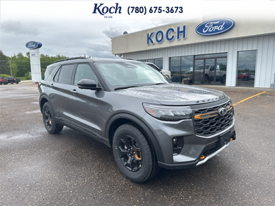 NEW 2026 Ford Explorer Tremor - Carbonized Grey Metallic Exterior / KAPOOR RED Interior - $75,030 - Stock #A26169 - VIN 1FMWK8JC4TGB63785