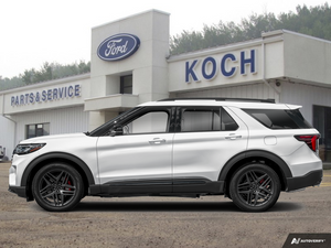 NEW 2026 Ford Explorer ST - Space White Metallic Exterior / ONYX, HEAT/VENT UNIQUE MIKO SUEDE SPORT CAPTAIN'S CHAIRS Interior - $74,380 - Stock #A26267 - VIN 1FMWK8GC3TGB05111