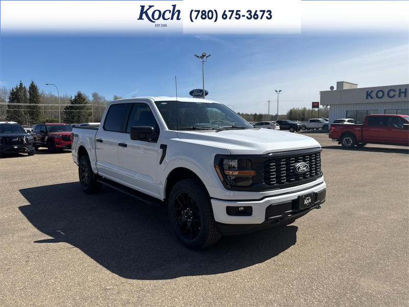 NEW 2026 Ford F-150 STX - Oxford White Exterior / BLACK ONYX/BLUE PREM LEATHER SEATS Interior - $60,901 - Stock #A26150 - VIN 1FTEW2LP5TKD67820 - Photo 1